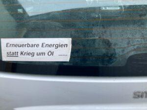 Aufkleber erneuerbare Energien statt Krieg um Öl